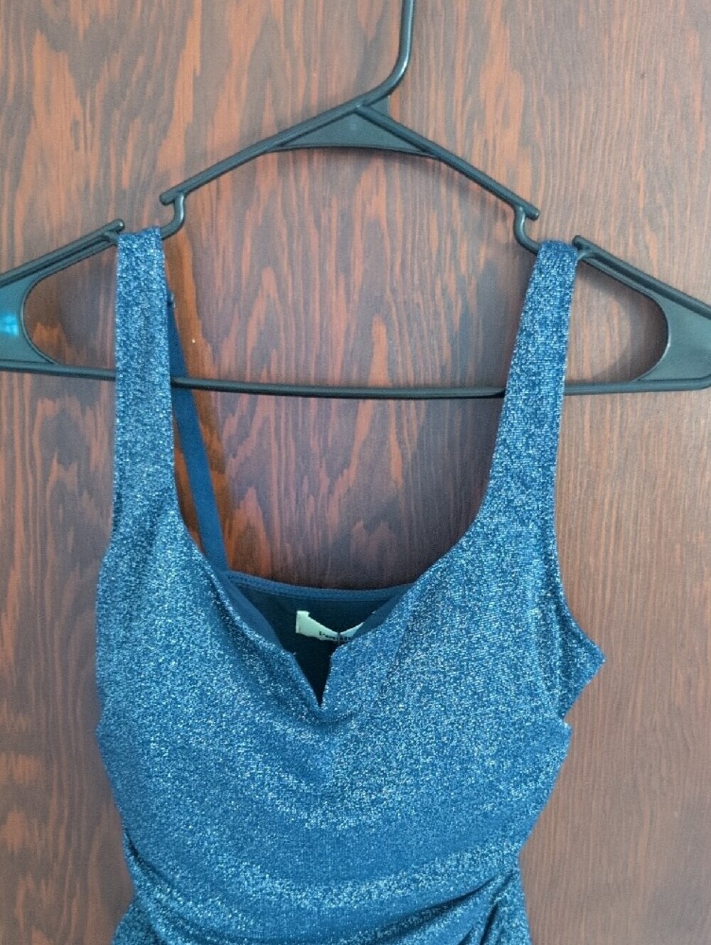 Glittery Navy One-Piece Swimsuit with Ruched Front - Picture 7 of 11